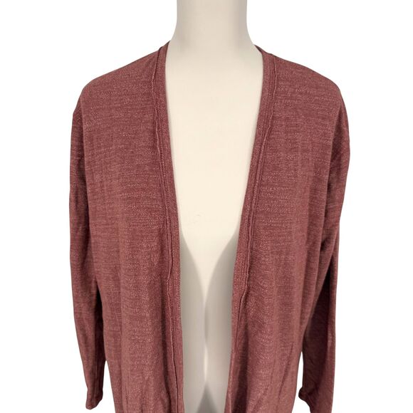 Free People Beach Bi-Coastal Pink Duster Cardigan Sz M Open Front Long Pockets - Picture 4 of 14